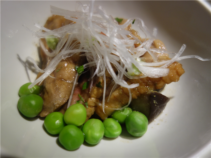 duck breast with peas and oyster mushrooms